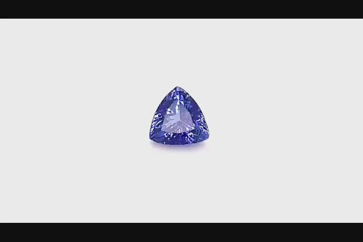 Natural tanzanite, 2.97 carats, trilliant cut, eye clean clarity, heated, vivid blue, ČGL certified