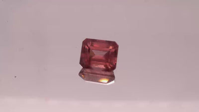 Natural Red Apatite 2.11 carats, Asscher cut, light orangy red gemstone, untreated
