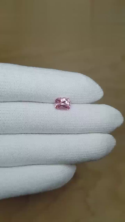 Natural Padparadscha sapphire, 1.51 carats, cushion mixed cut, untreated, pinkish-orange color, C. Dunaigre certified