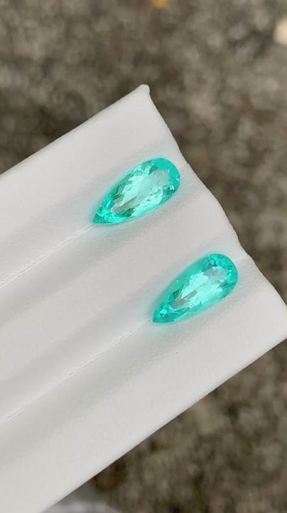 2.72 ct Natural paraiba tourmaline pair in pear shape