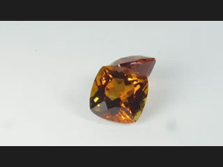 Natural citrine, 5.95 carats, cushion cut, VVS clarity, heated, yellow / orange