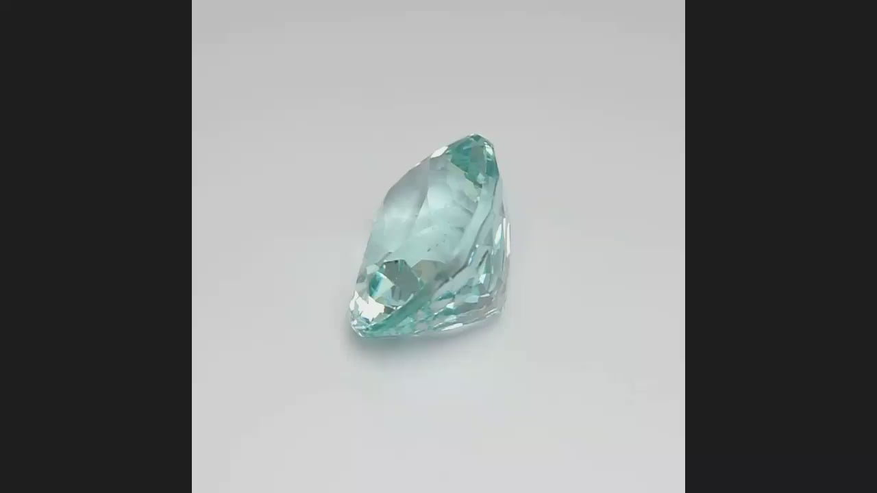Natural Apatite 8.44 carats, cushion cut, vivid lagoon blue gemstone, untreated