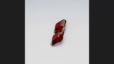 Natural almandine garnets, 4.61 carats total, Asscher cut, VVS clarity, untreated, slightly orangy-red pair