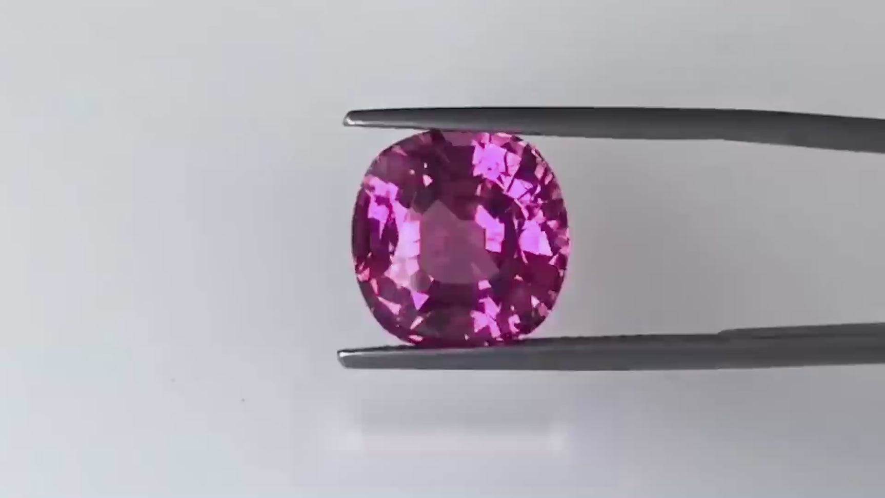 Natural vivid pink spinel, 7.12 carats, cushion cut, untreated, vivid pink color, Bellerophon certified, origin Myanmar