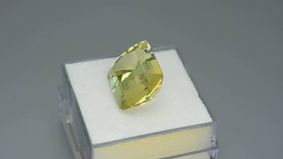 Natural yellowish-green tourmaline, 9.41 carats, cushion mix cut, untreated, from Namibia