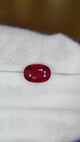 Natural Mozambique ruby, 3.06 carats, oval mixed brilliant cut, vivid Pigeon Blood red, eye-clean, untreated, GRS certified