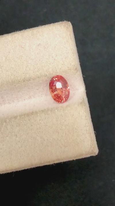 Natural Padparadscha sapphire, 1.03 carats, oval cut, heated, pinkish-orange color, GRS certified