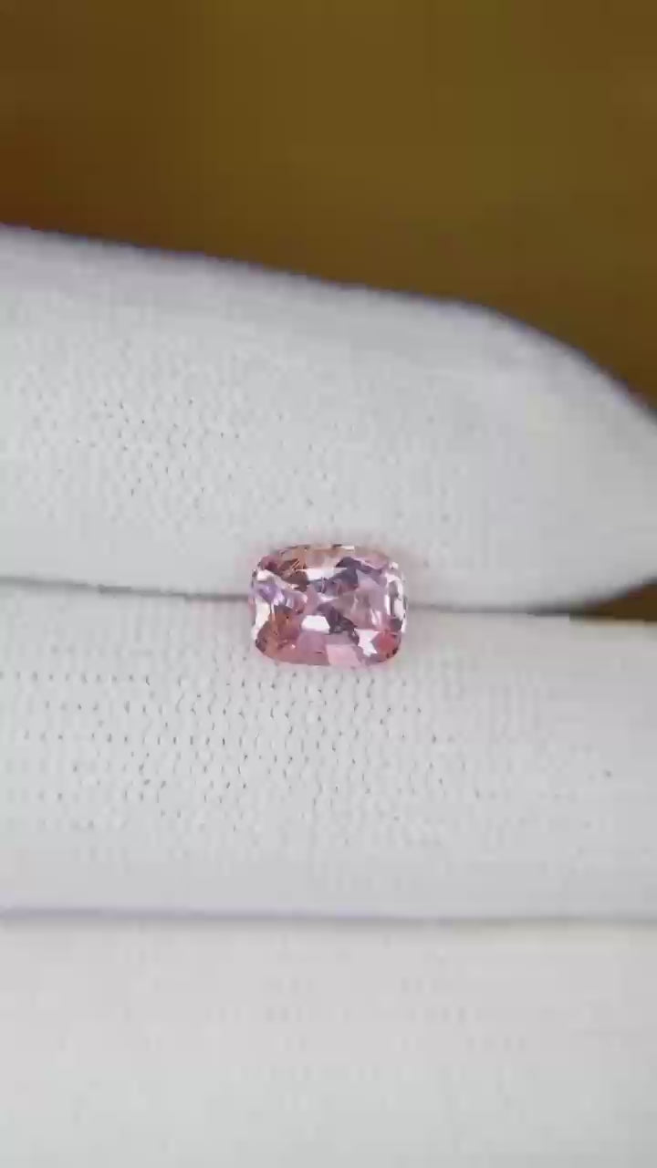 Natural Padparadscha sapphire, 1.51 carats, cushion mixed cut, untreated, pinkish-orange color, C. Dunaigre certified