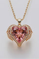 Ultra-luxury heart-shaped Padparadscha sapphire pendant with diamonds in rose gold by Sosna Gems