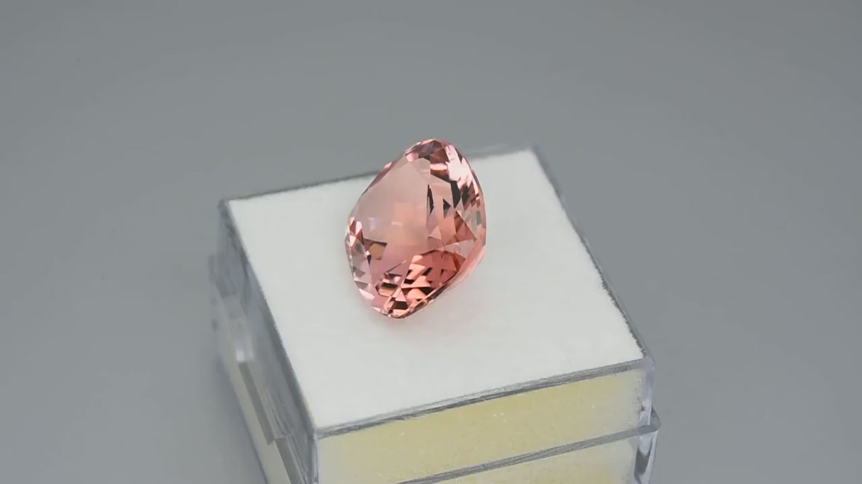 Natural rose-pink tourmaline, 9.08 carats, cushion cut, untreated, from Rwanda