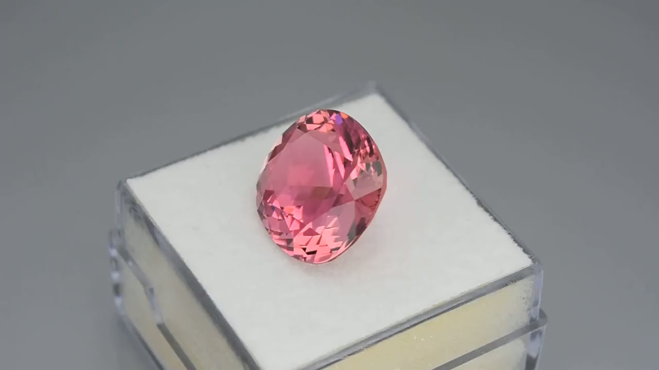 Natural pink tourmaline, 7.27 carats, cushion mix cut, untreated, from Namibia
