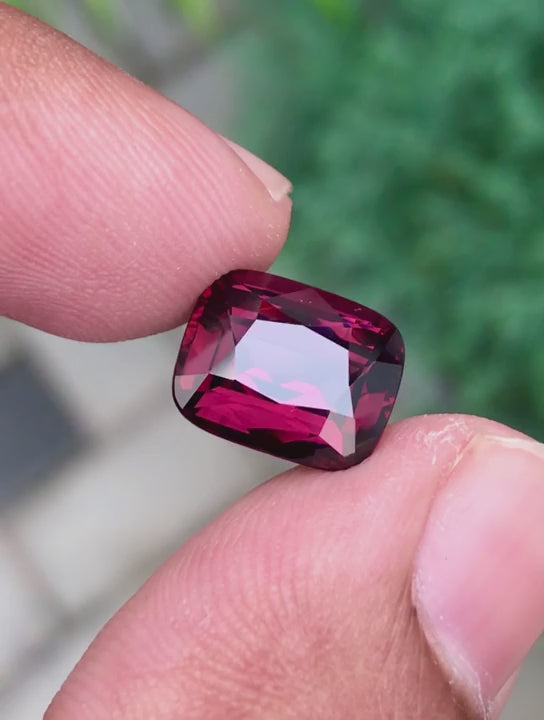 Natural spinel, 6.06 carats, cushion cut, VVS+ clarity, untreated, reddish-pink color, origin Tanzania