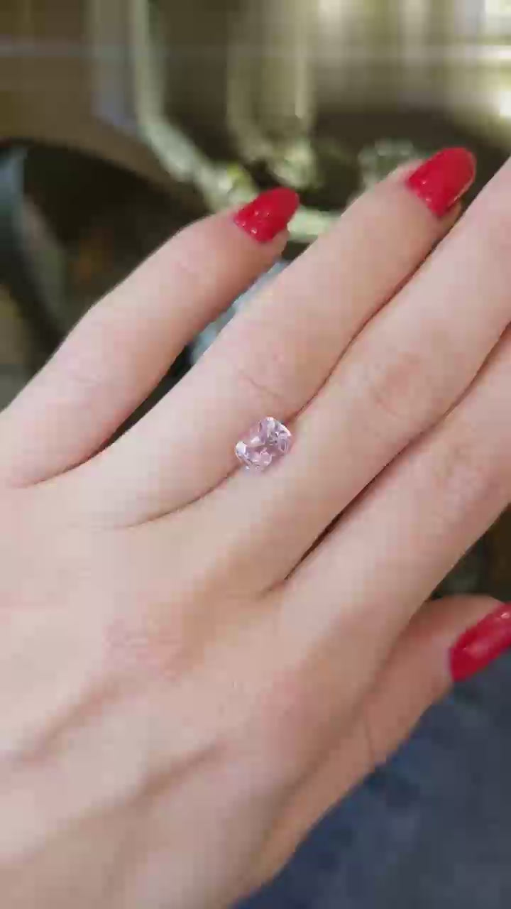 Natural Padparadscha sapphire, 1.51 carats, cushion mixed cut, untreated, pinkish-orange color, C. Dunaigre certified