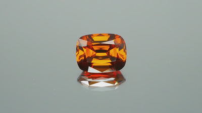 Natural whiskey honey brown zircon, 3.79 carats, cushion cut, VVS clarity, untreated, from Madagascar