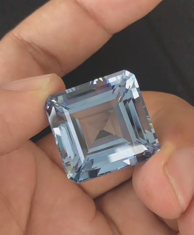 47.36 ct Santa Maria blue aquamarine in square step cut, VVS clarity, heated, AIG certified