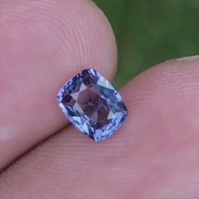 Natural purple spinel, 0.80 carats, cushion cut, VVS clarity, untreated, purple color, origin Sri Lanka