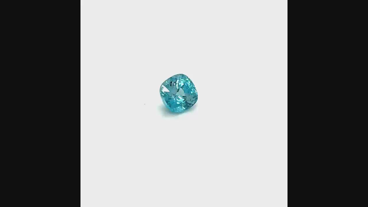 6.38 ct natural blue zircon in cushion cut, vivid color, untreated, VVS clarity