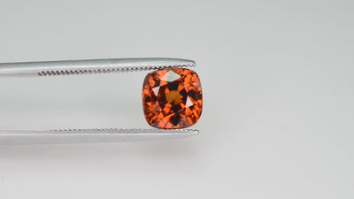 Natural red zircon, 2.90 carats, cushion cut, VVS clarity, untreated, from Cambodia