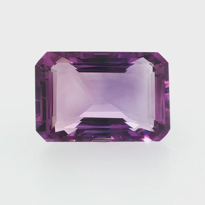 Natural amethyst, 48.46 carats, emerald cut, clarity: eye clean, purple color, measuring 28.08 × 18.83 × 12.63 mm