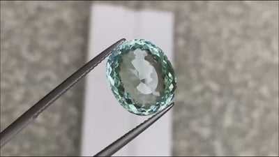 Natural aquamarine, 6.95 carats, oval cut, IF clarity, untreated, very light greenish blue, ČGL certified