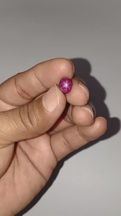 Star Ruby 5.20 ct – Purplish Red, Oval Cabochon, Untreated