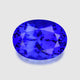Natural tanzanite, 9.08 carats, oval cut, flawless clarity, heated, bluish-purple