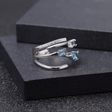 Resizable Silver Ring 0.87 ct London Blue Topaz