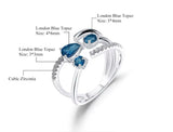 Resizable Silver Ring 0.87 ct London Blue Topaz