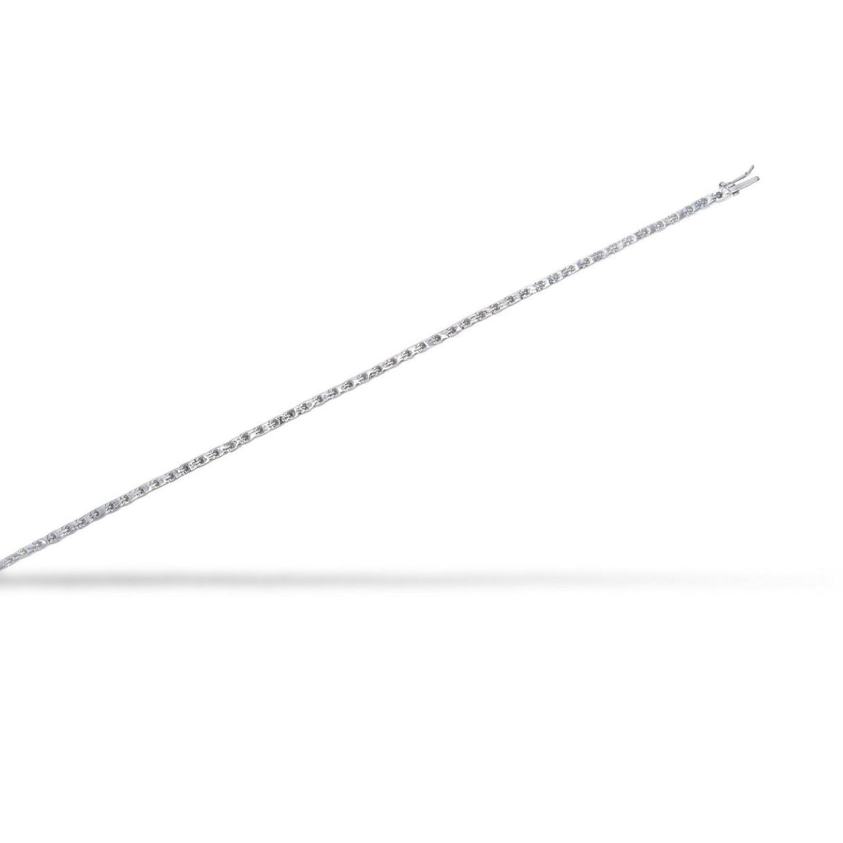 Round & Baguette Diamond Tennis Bracelet 1.5 ct – 18K White Gold