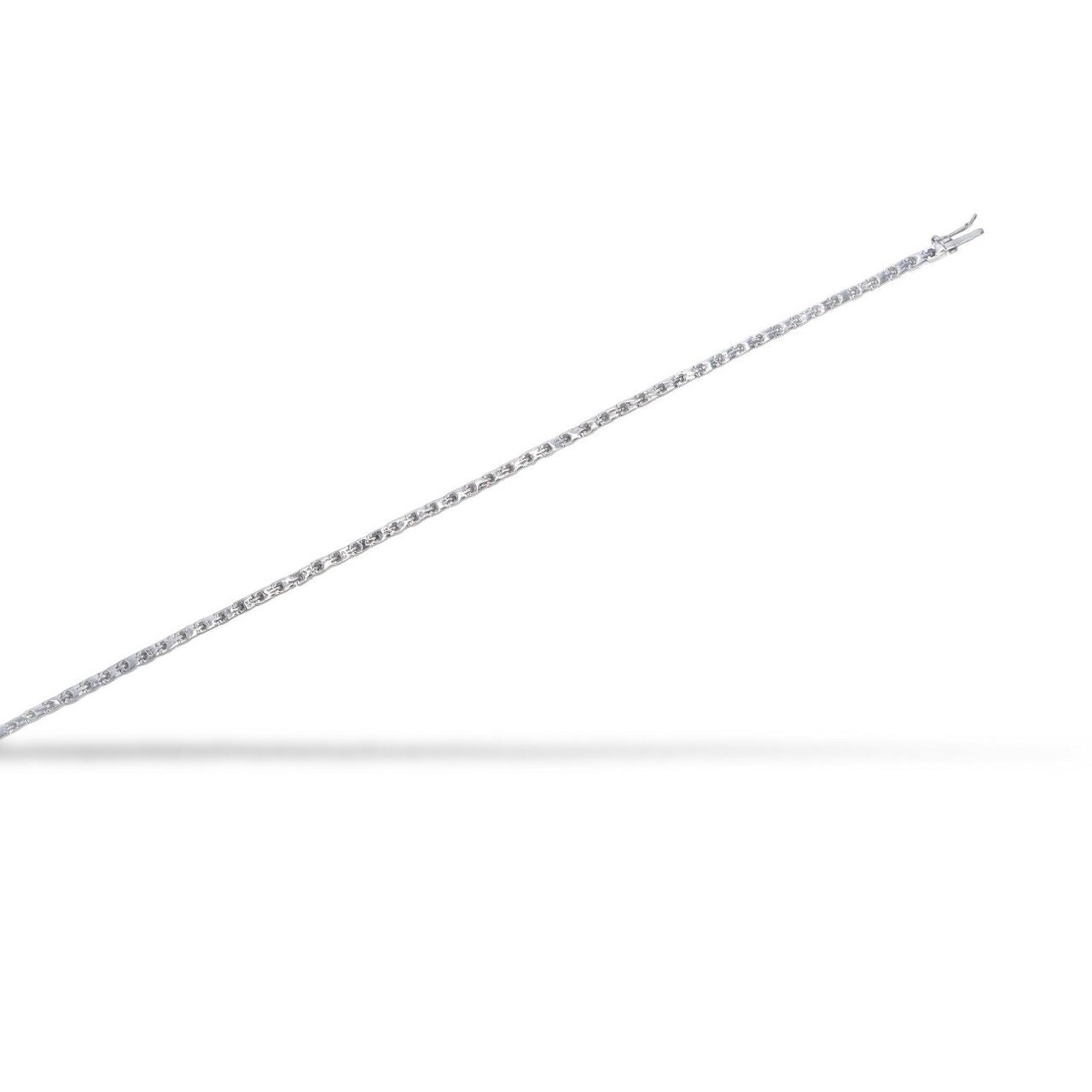 Round & Baguette Diamond Tennis Bracelet 1.5 ct – 18K White Gold