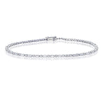 Round & Baguette Diamond Tennis Bracelet 1.5 ct – 18K White Gold