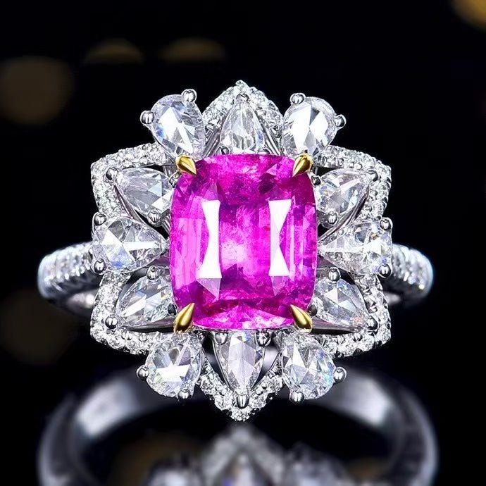 Royal Pink Sapphire Ring / Pendant 3.06 ct – 18K White Gold with Diamonds