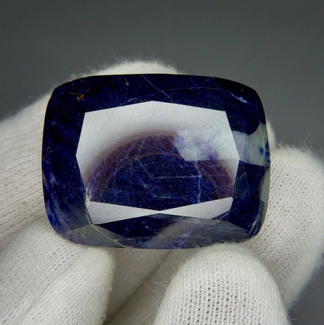 Sapphire 175.22 ct – Deep Blue, Cushion Cut, Untreated, Partially Fluorescent, Afghanistan