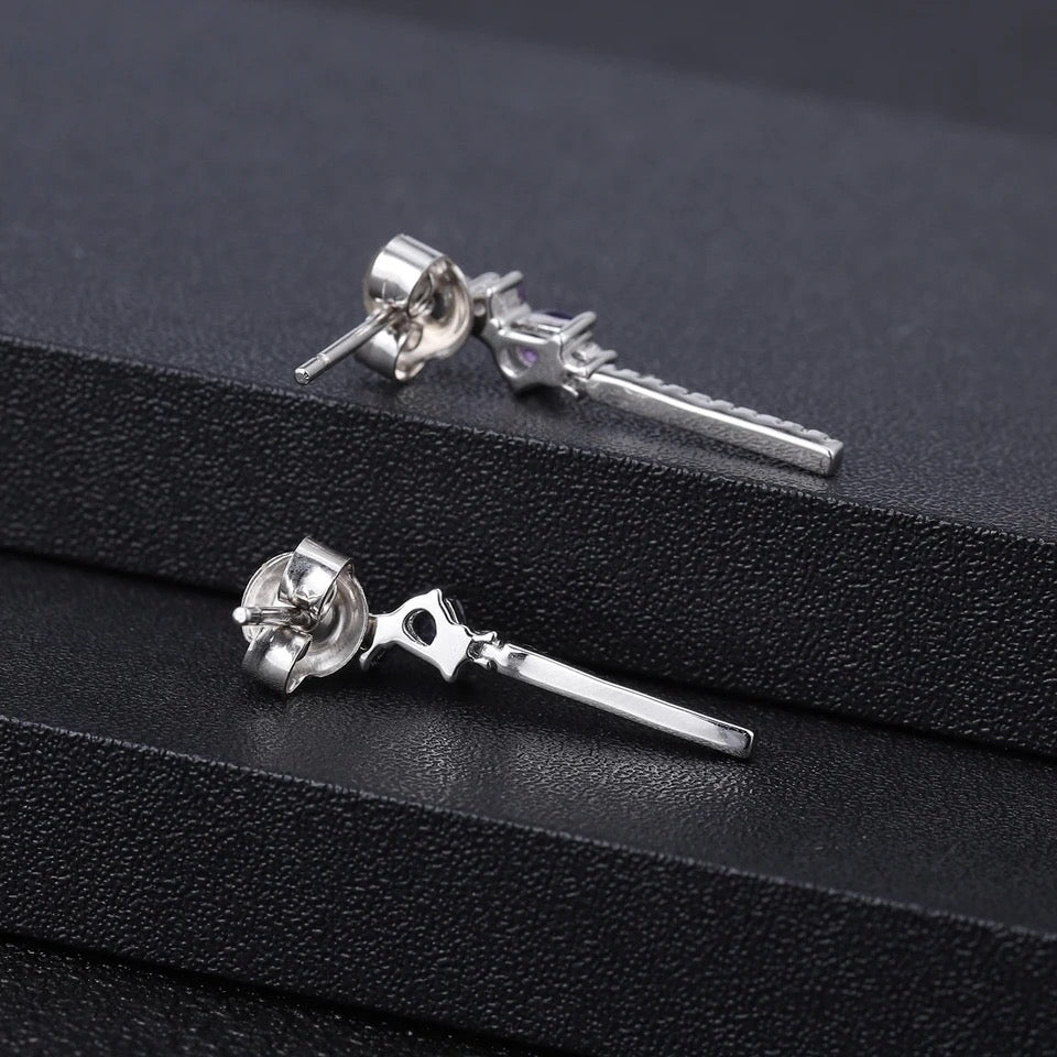 Silver 0.50 ct Amethyst Earrings