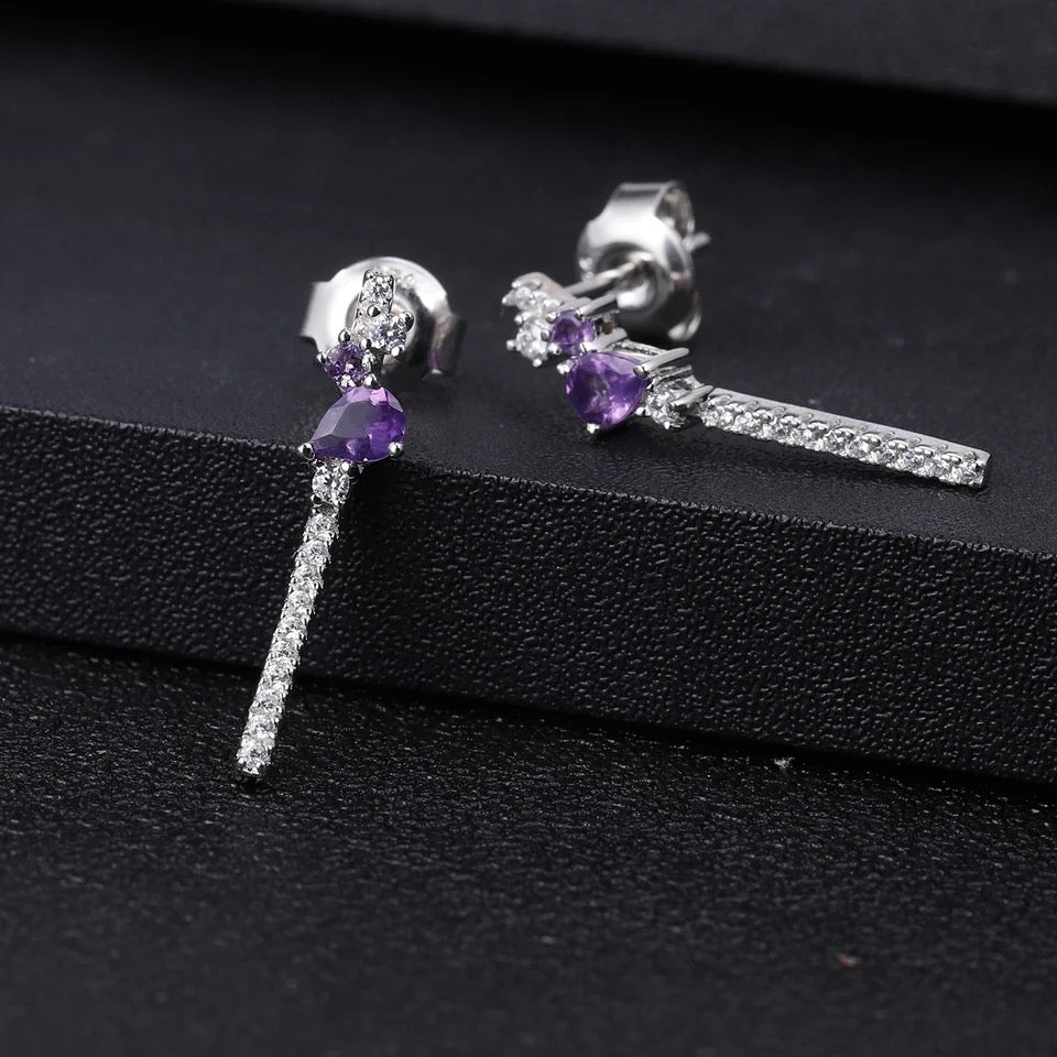 Silver 0.50 ct Amethyst Earrings