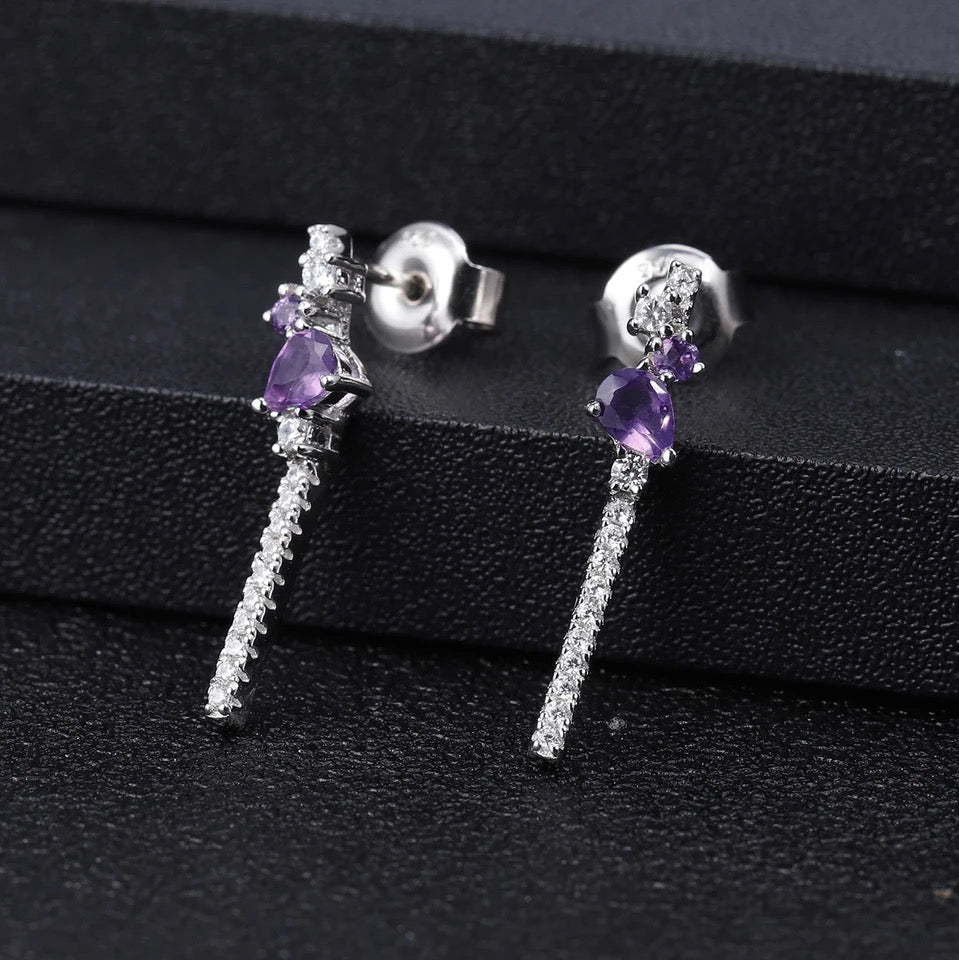 Silver 0.50 ct Amethyst Earrings