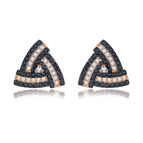 Silver 0.60 ct Black Spinel Earrings / Rose Gold