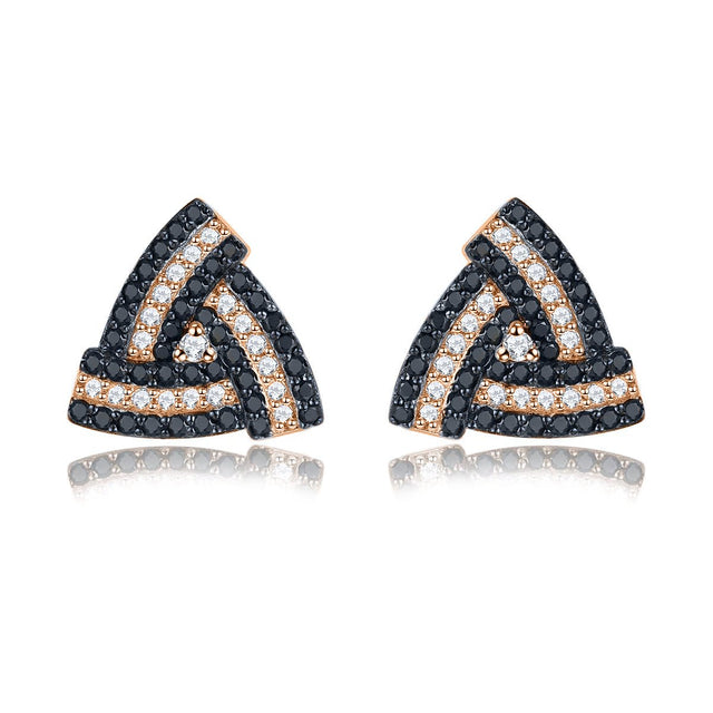 Silver 0.60 ct Black Spinel Earrings / Rose Gold