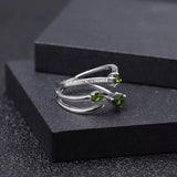 Silver 0.87 ct Chrome Diopside Resizable Ring