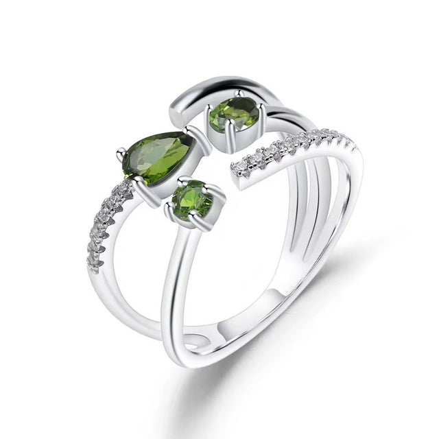 Silver 0.87 ct Chrome Diopside Resizable Ring