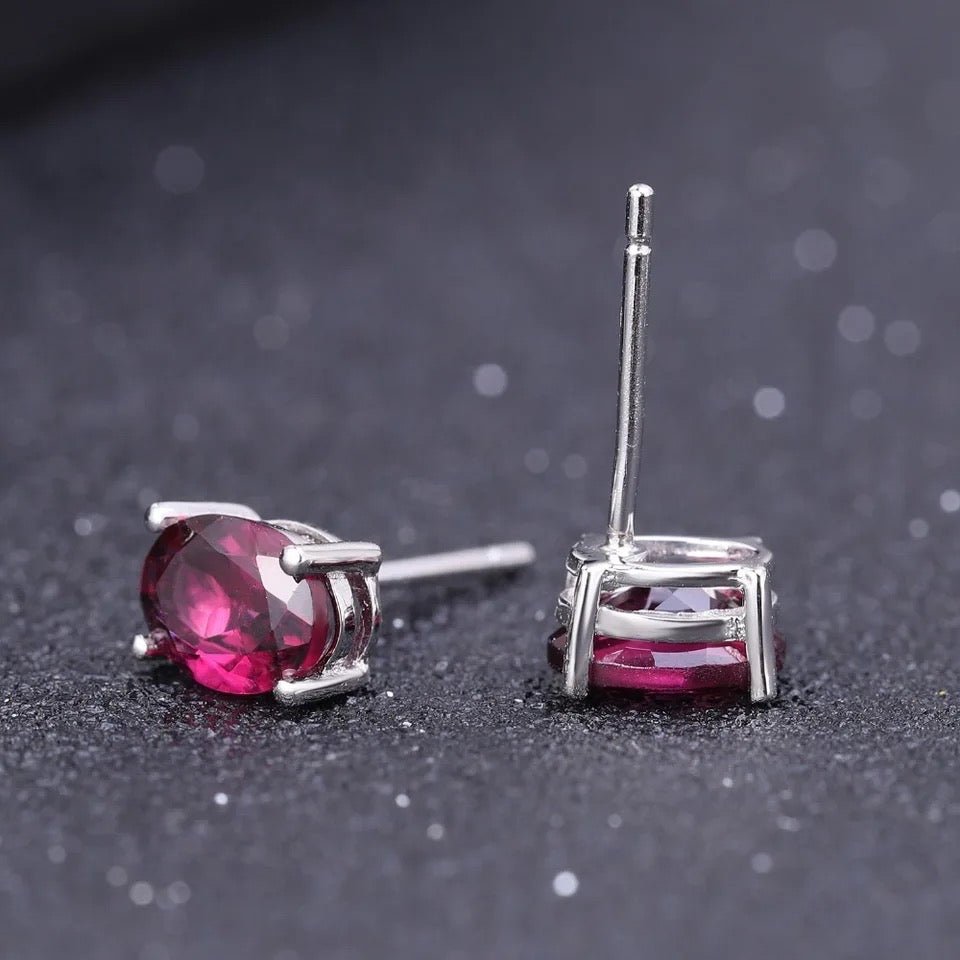 Silver 1.05 ct Rhodolite Garnet Earrings