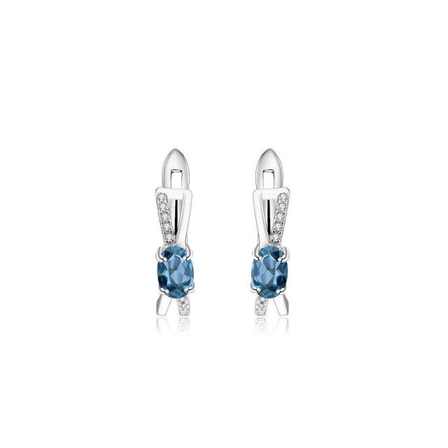 Silver 1.14 ct London Blue Topaz Earrings