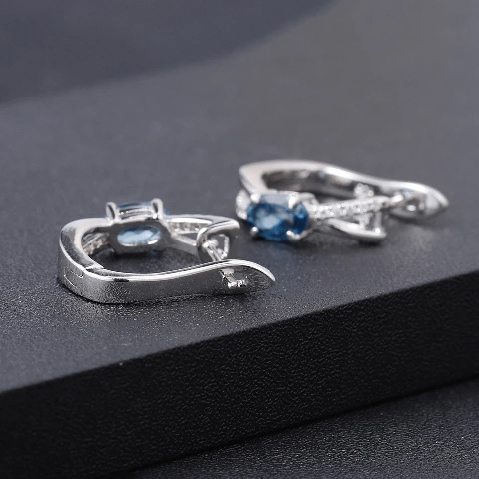 Silver 1.14 ct London Blue Topaz Earrings