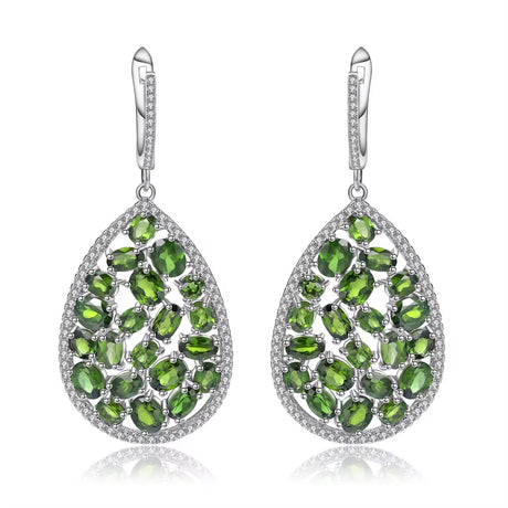 Silver 11.96 ct Chrome Diopside Earrings
