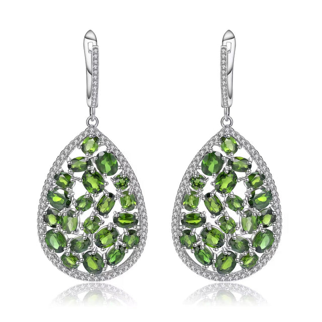 Silver 11.96 ct Chrome Diopside Earrings