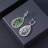 Silver 11.96 ct Chrome Diopside Earrings