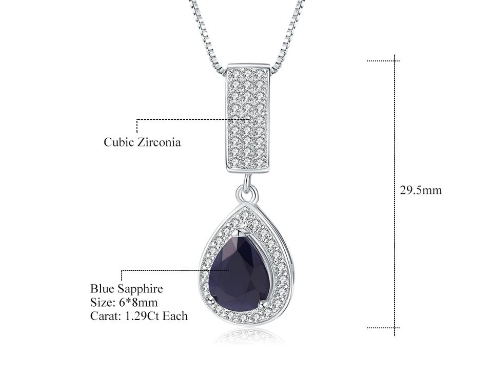 Silver 1.29 ct Sapphire Pendant