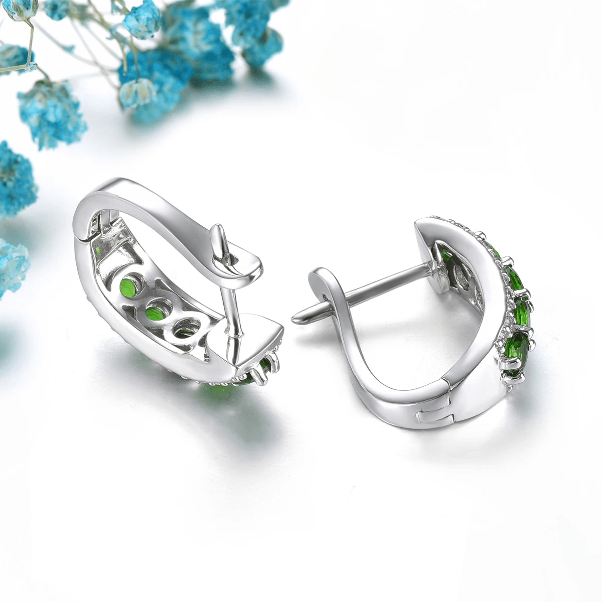 Silver 1.50 ct Chrome Diopside Earrings