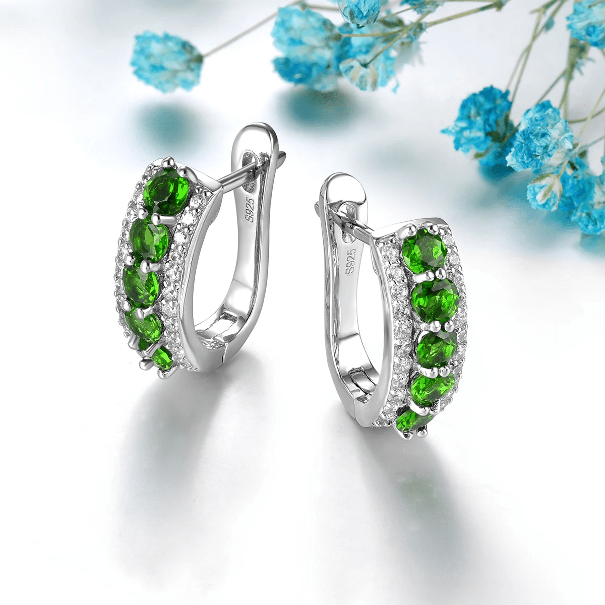 Silver 1.50 ct Chrome Diopside Earrings