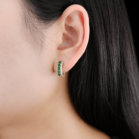 Silver 1.50 ct Chrome Diopside Earrings
